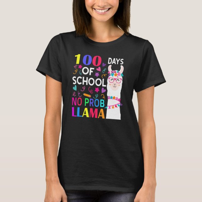100 Days Of School No Prob Llama Llama Teacher Stu T Shirt (Framsida)