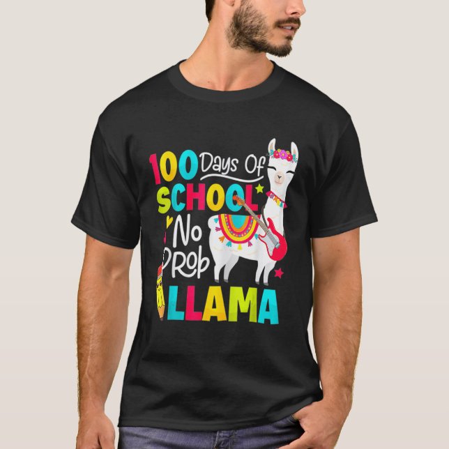 100 days of school no prob llama t shirt (Framsida)