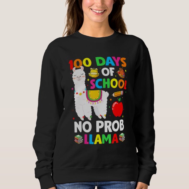 100 Days Of School No Prob Llama Teacher 100th Day T Shirt (Framsida)