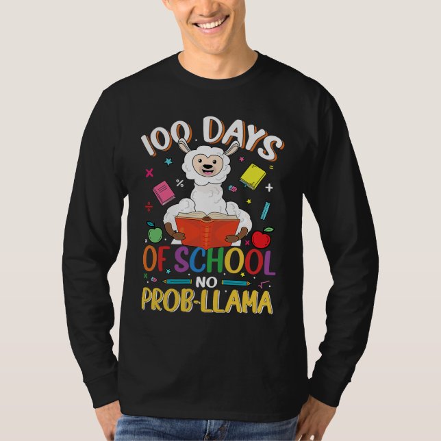 100 Days Of School No Prob llama Teacher Student 1 T Shirt (Framsida)