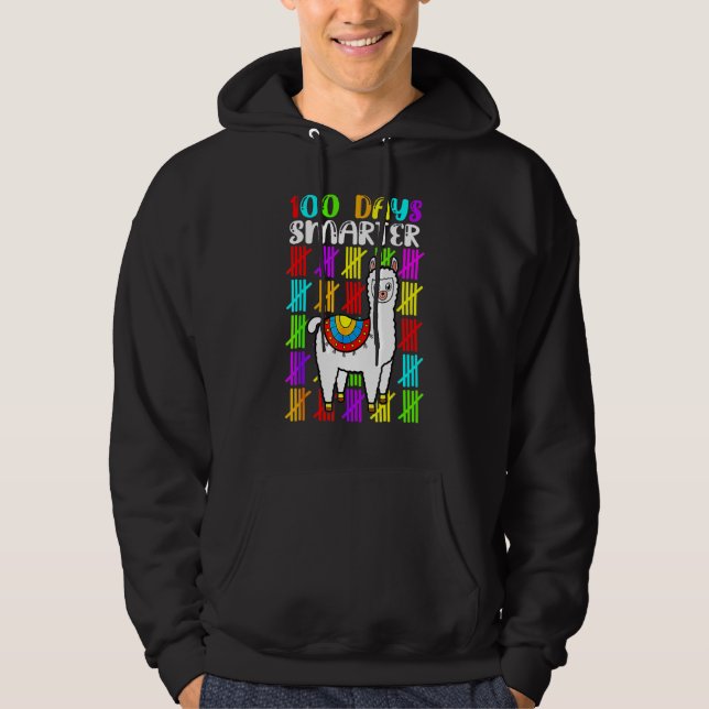 100 Days Of School No Problem Llama Kids 100th Day Hoodie (Framsida)