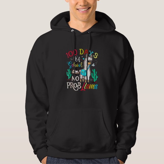 100 Days Of School No Probllama Llama 100th Day_6 Hoodie (Framsida)