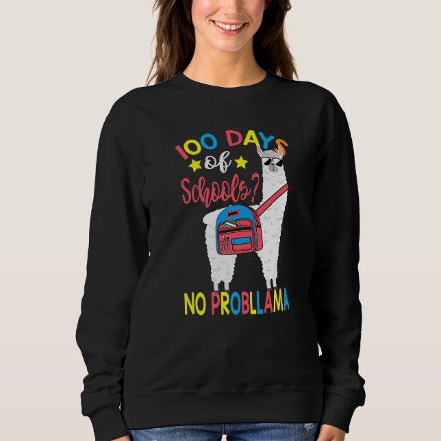 100 Days of School No Probllama Llama 100th Day Of T Shirt (Framsida)