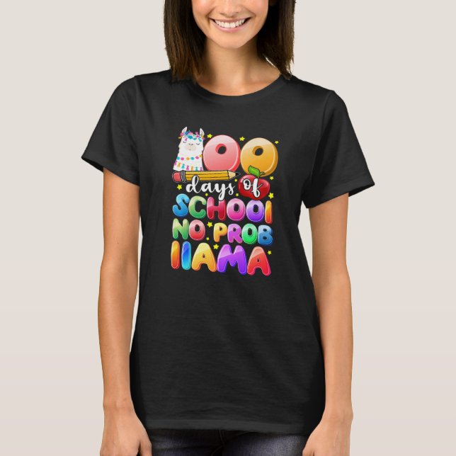 100 Days of School No Probllama Llama Gift Kids Gi T Shirt (Framsida)