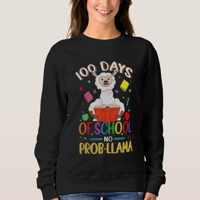 100 Days of School No Probllama Llama Teachers Stu T Shirt (Framsida)