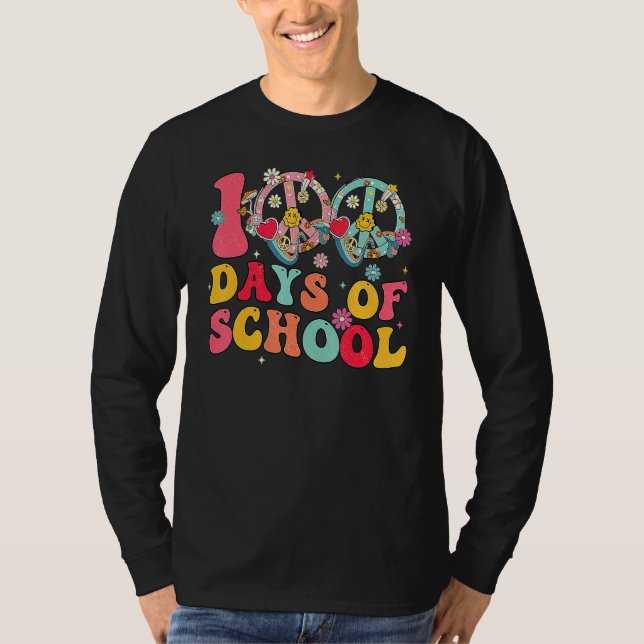 100 Days Of School Peace Sign Love 60s 70s Tie Dye T Shirt (Framsida)