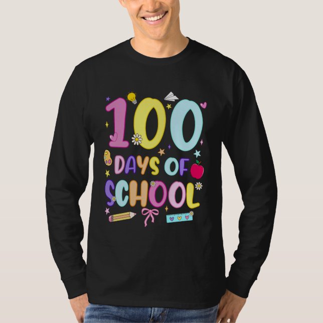 100 Days of School Preppy 100th Day of School Girl T Shirt (Framsida)