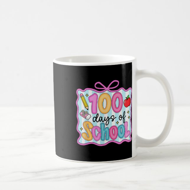 100 Days Of School Preppy Coquette Bow 100th Day T Kaffemugg (Höger)