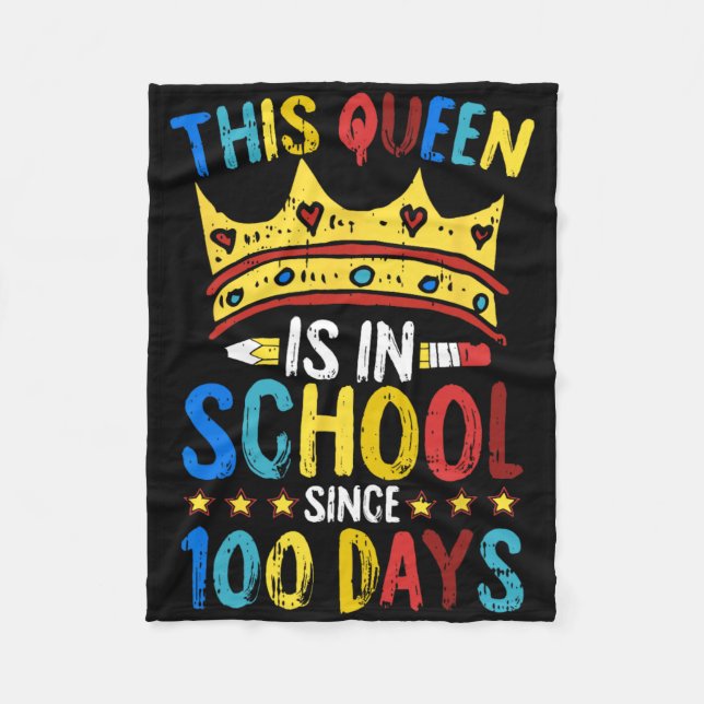 100 Days Of School Queen Crown Teacher Cool Studen Fleecefilt (Framsidan)