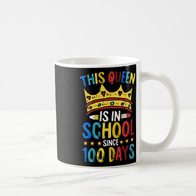 100 Days Of School Queen Crown Teacher Cool Studen Kaffemugg (Höger)