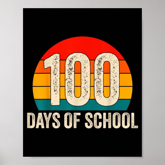 100 Days Of School Retro Teachers Boys 100th Day O Poster (Framsidan)