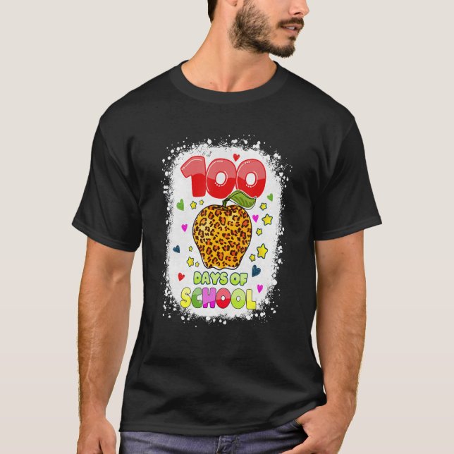 100 Days Of School Shirt For Teachers Kids Leopard T Shirt (Framsida)