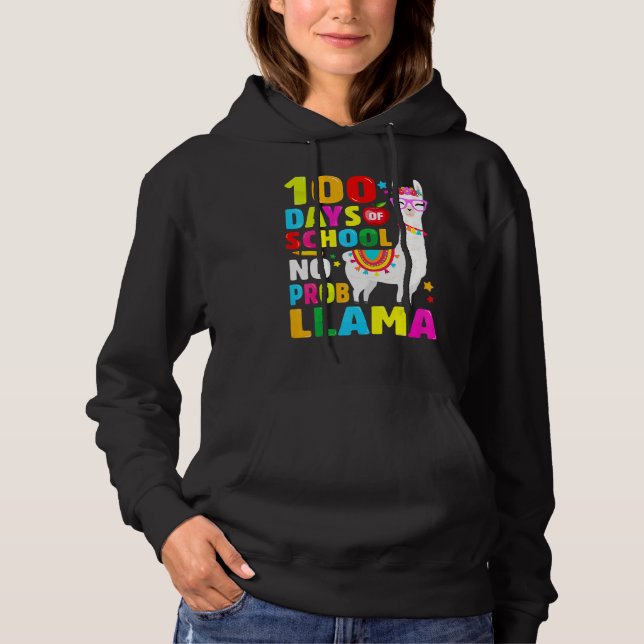 100 Days of School Shirt No Probllama Llama 100th  T (Framsida)