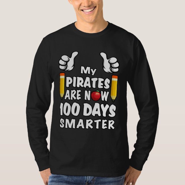 100 Days Of School Spirit Mascot  For Pirates Teac T Shirt (Framsida)