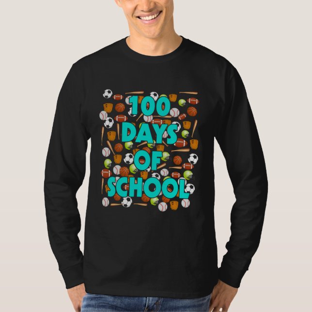 100 Days Of School Sports 100th Day Boys Students  T Shirt (Framsida)