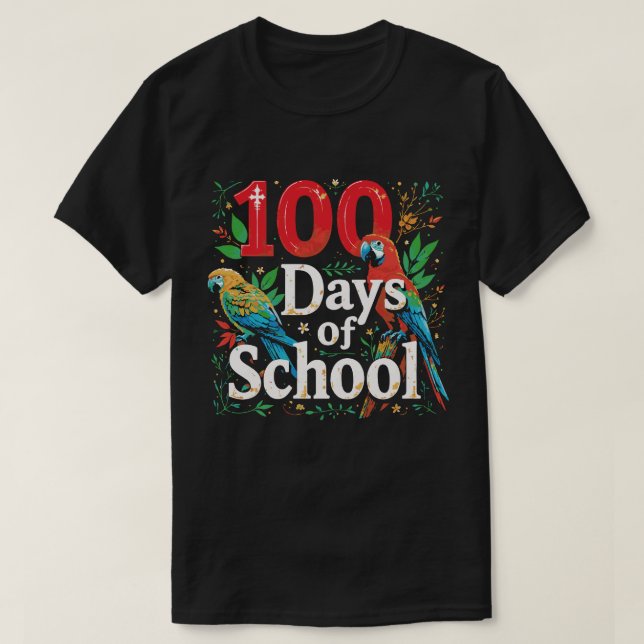 100 Days of School squad bird Student Parrot Zoo T Shirt (Design framsida)
