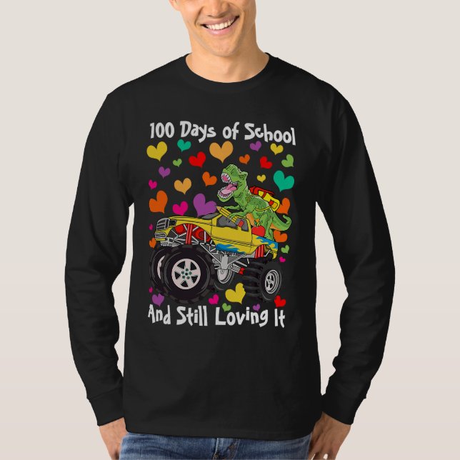 100 Days of School & Still Loving It Dinosaur Mons T Shirt (Framsida)