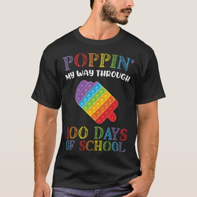 100 days of School Student Teacher Cute Poppin Ice T Shirt (Framsida)