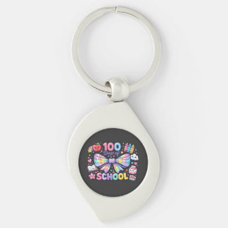 100 Days Of School  Swirl Silverfärgad Nyckelring