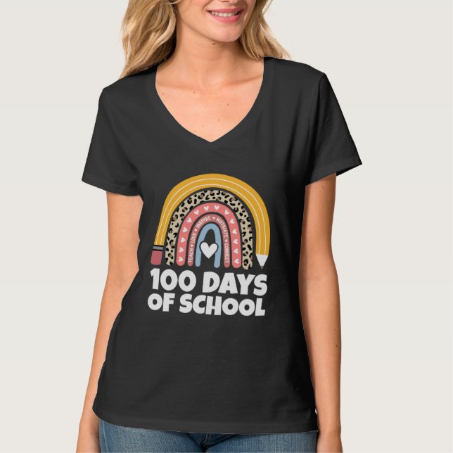 100 Days Of School Teach Motivate Inspire Girls Bo T Shirt (Framsida)
