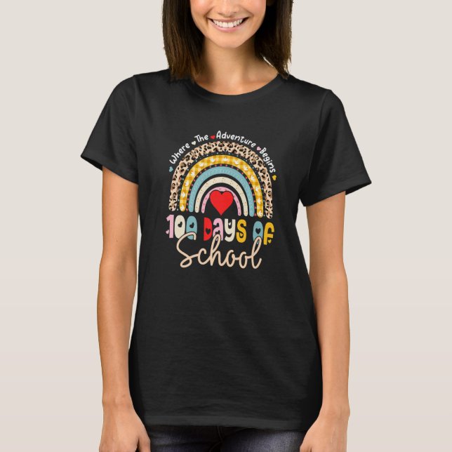 100 Days Of School Teacher 100 Days Smarter Rainbo T Shirt (Framsida)