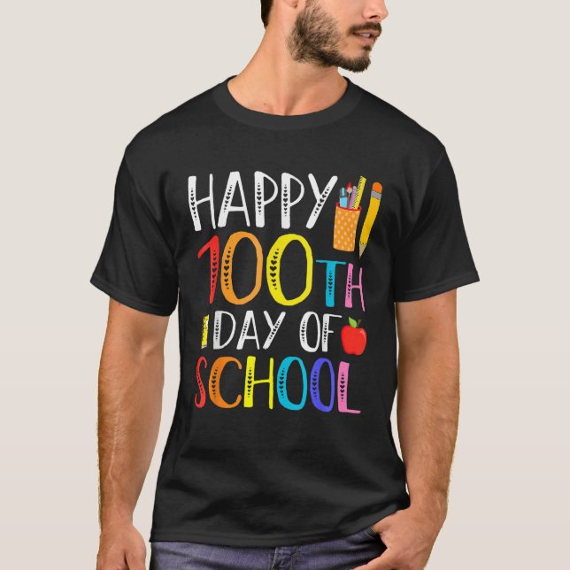 100 Days Of School Teacher And Student T Shirt (Framsida)