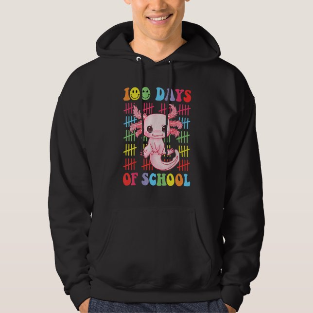 100 Days of School Teacher Happy 100 Days Axolotl  Hoodie (Framsida)