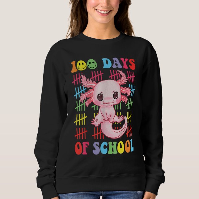100 Days of School Teacher Happy 100 Days Axolotl  T Shirt (Framsida)