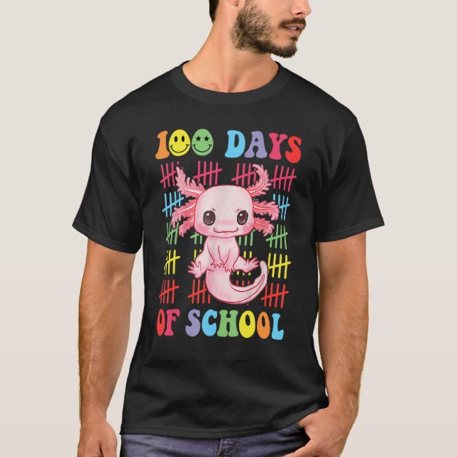 100 Days of School Teacher Happy 100 Days Axolotl  T Shirt (Framsida)