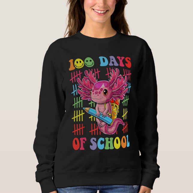 100 Days of School Teacher Happy 100 Days Axolotl  T Shirt (Framsida)