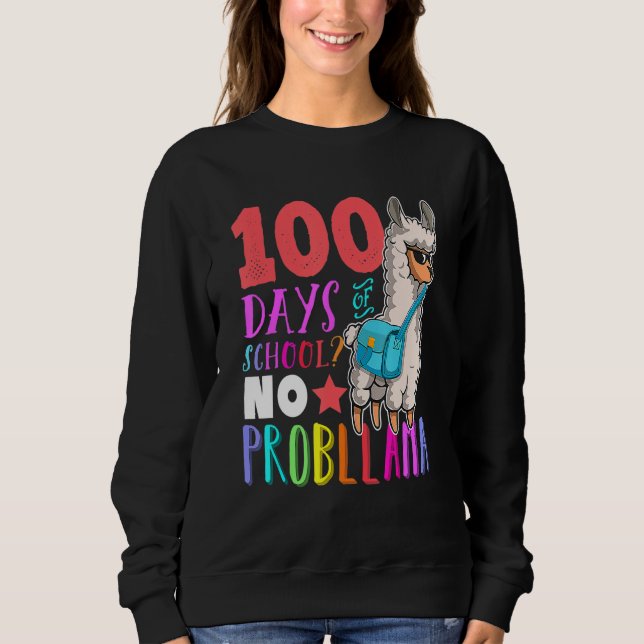 100 Days Of School Teacher No Probllama Llama Cute T Shirt (Framsida)