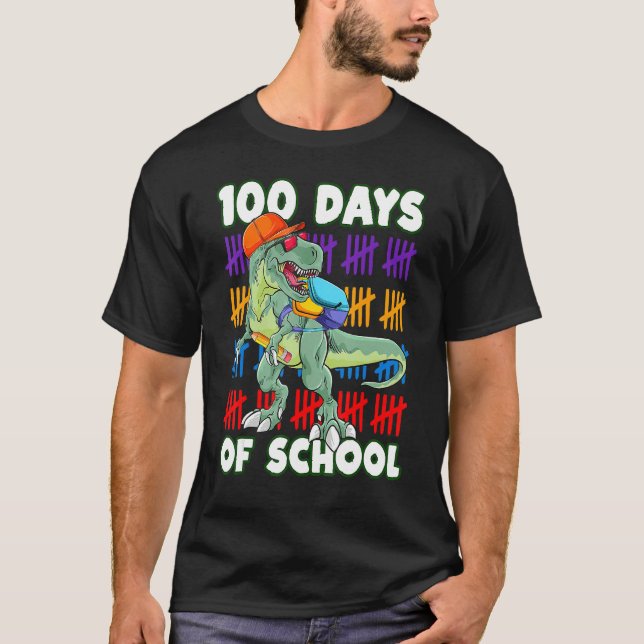 100 Days Of School Teacher Student Dinosaur Kid To T Shirt (Framsida)