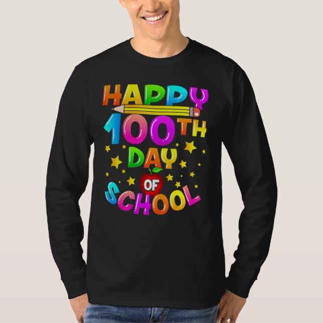 100 Days Of School Teacher Student Happy 100th Day T Shirt (Framsida)