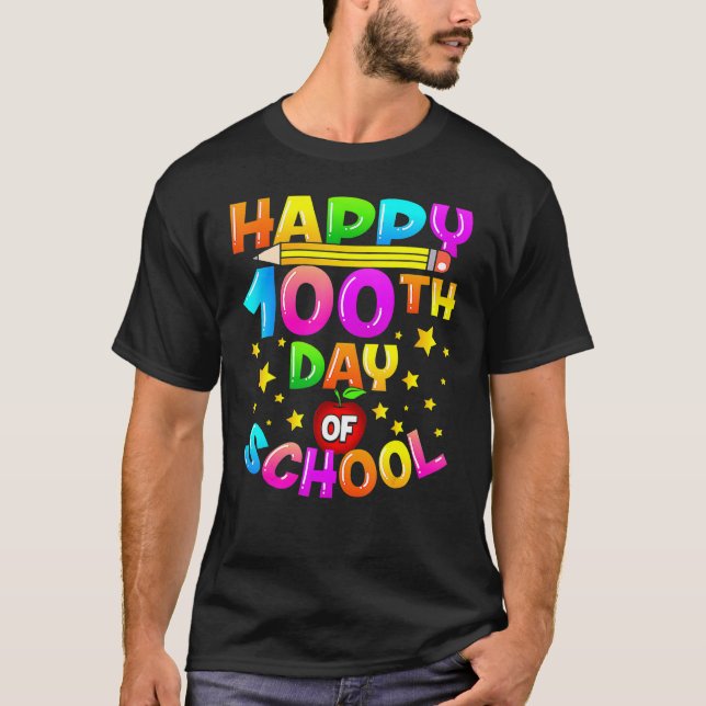 100 Days Of School Teacher Student Happy 100th Day T Shirt (Framsida)