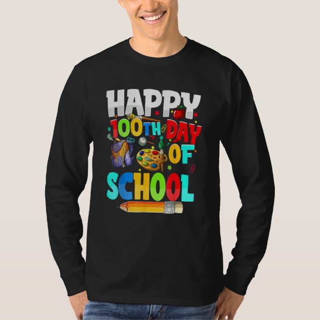 100 Days Of School Teachers Kids Girls Boys Happy  T Shirt (Framsida)
