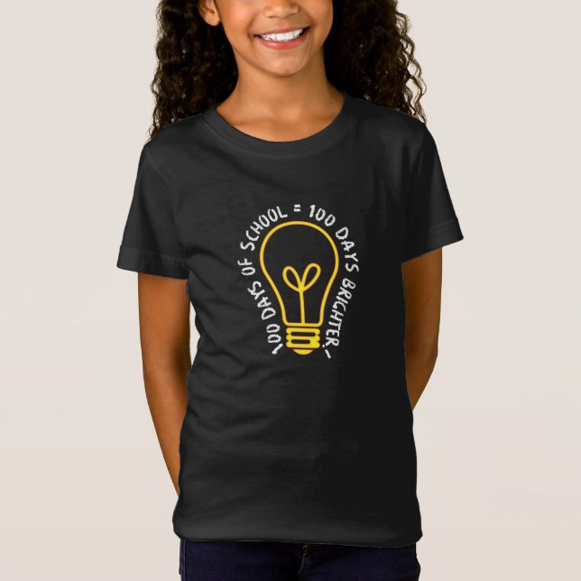 100 Days Of School Teachers Kids Lightbulb Idea T Shirt (Framsida)