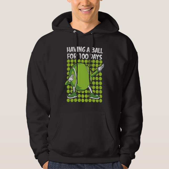 100 Days Of School Tennis 100th Day Balls For Boys Hoodie (Framsida)