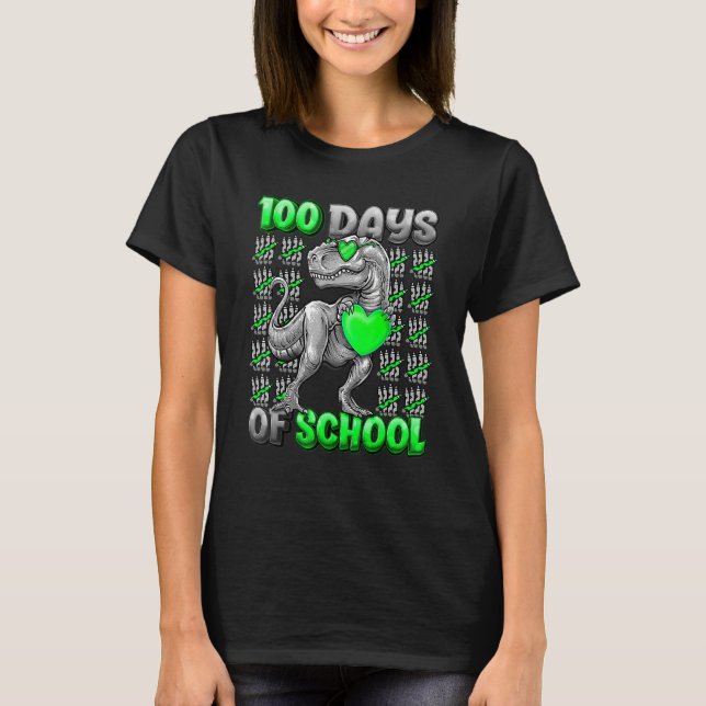 100 Days Of School Trex 100 Days Smarter 100th Day T Shirt (Framsida)