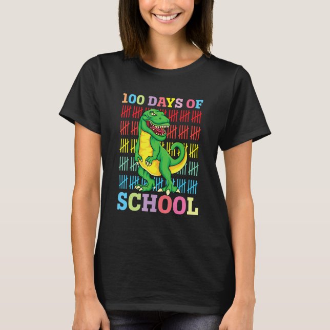 100 Days Of School Trex 100 Days Smarter 100th Day T Shirt (Framsida)