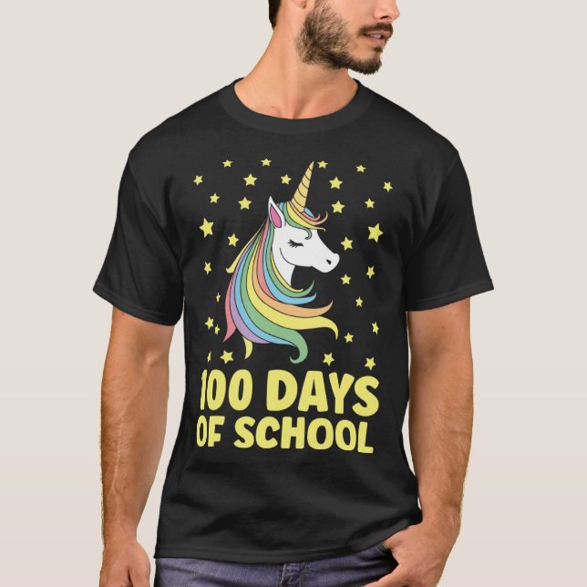 100 Days of School Unicorn Girls Teacher 100th Day T Shirt (Framsida)
