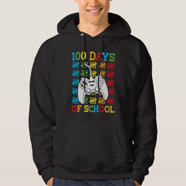 100 Days of School Video Games Controller Gaming K Hoodie (Framsida)