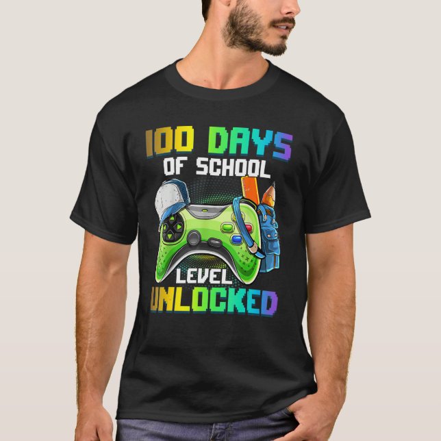 100 Days of School Video Games Level Unlocked Game T Shirt (Framsida)