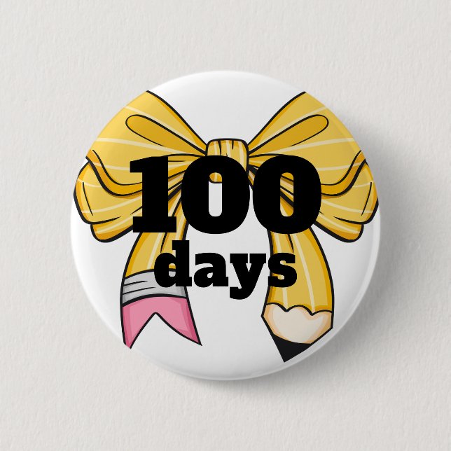 100 Days of School Yellow Pencil Bow Knapp (Framsida)