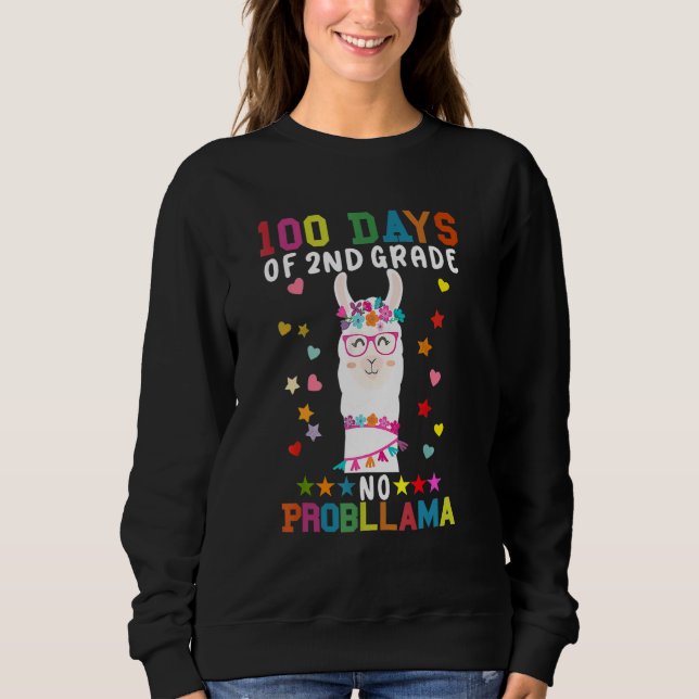 100 Days Of Second 2nd Grade No Prob Llama Teacher T Shirt (Framsida)