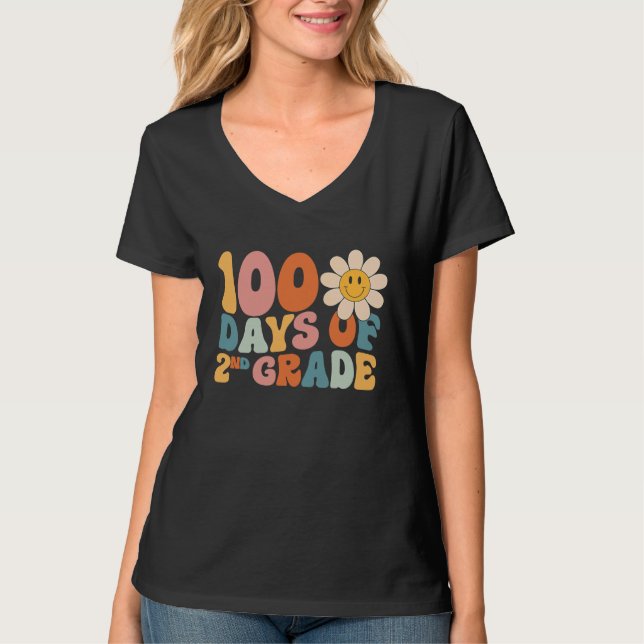 100 Days Of Second Grade Teacher 100th Day Of Scho T Shirt (Framsida)