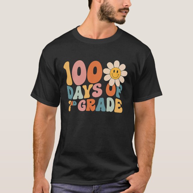 100 Days Of Second Grade Teacher Groovy 100th Day  T Shirt (Framsida)