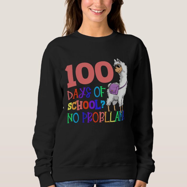 100 Days School No Sample Llama Teacher Or Student T Shirt (Framsida)