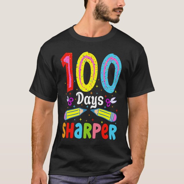 100 Days Sharper 100 Days Of School Pencil 100 Day T Shirt (Framsida)