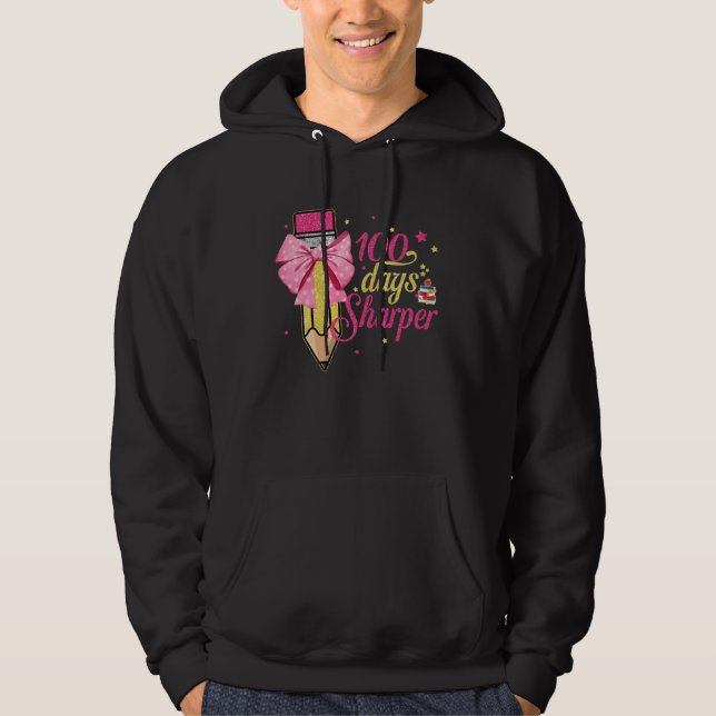 100 Days Sharper Happy 100 Days Of School Pencil B Hoodie (Framsida)