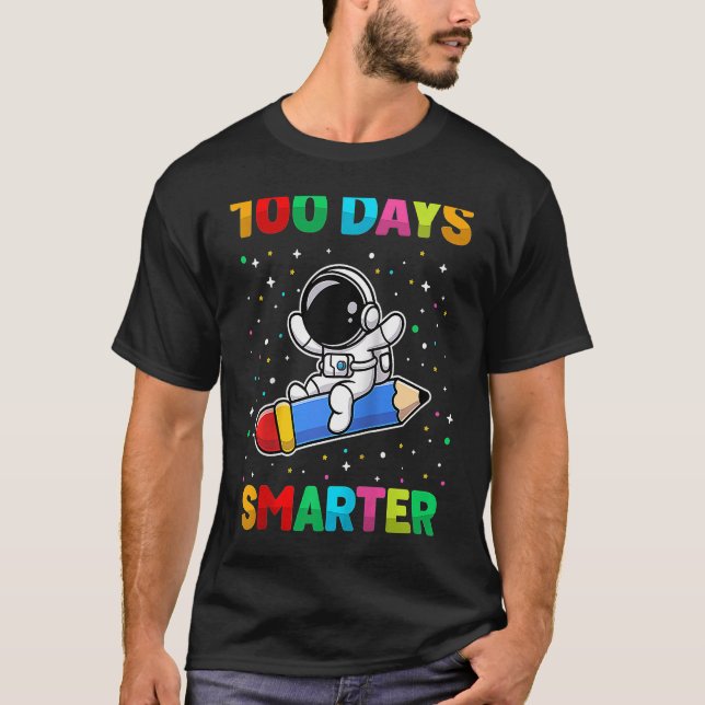 100 Days Smarter 100th Day of School Astronaut Spa T Shirt (Framsida)